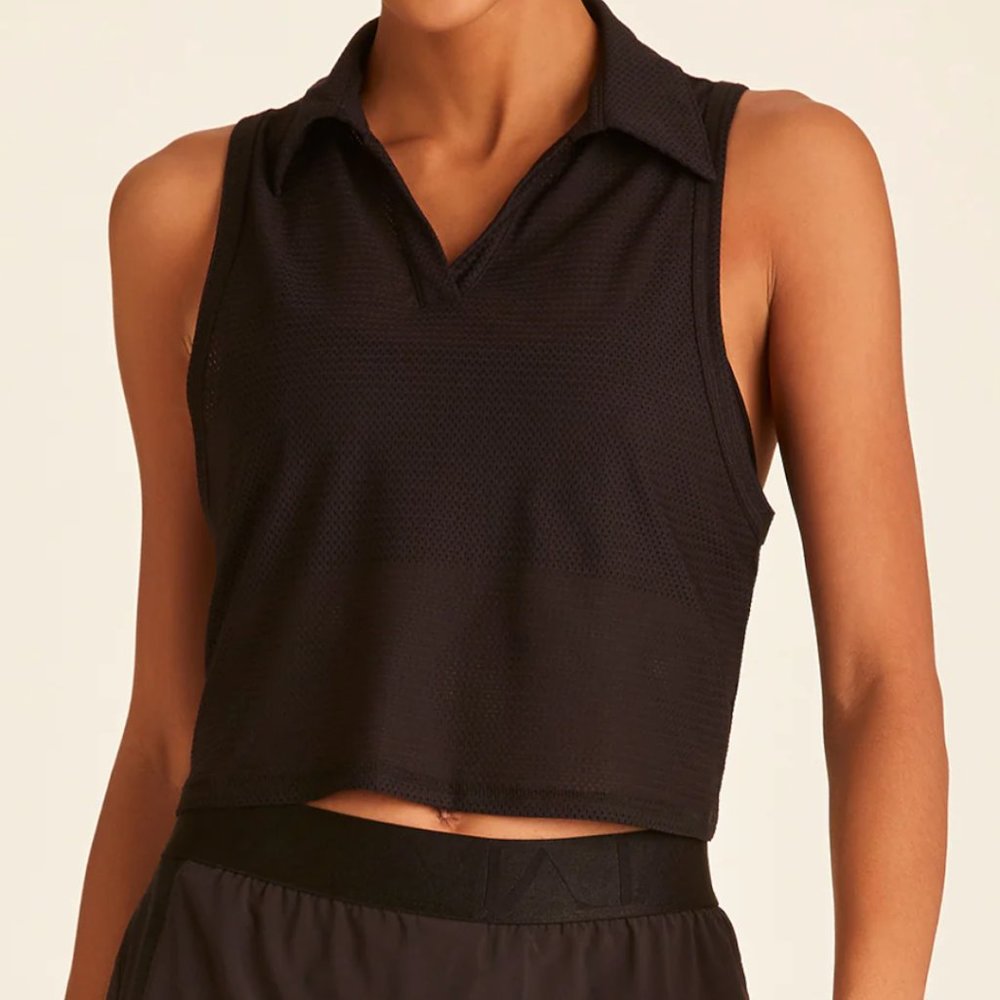 NWT Alala Tie Back Mesh Polo Tennis Top Size S